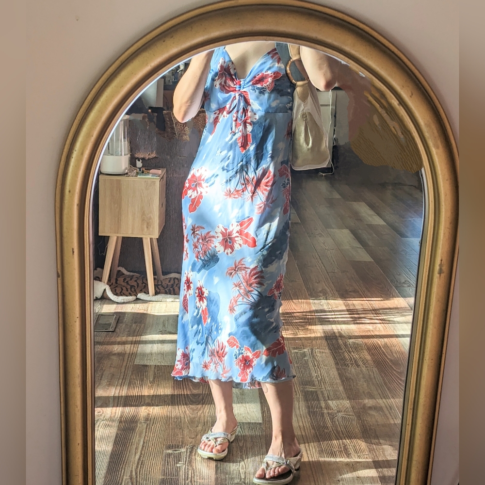 Vintage Hibiscus Blue Dress 9